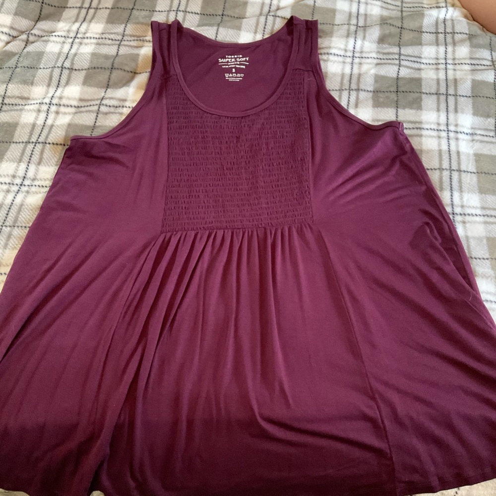 Purple Smocked Tank — Supersoft